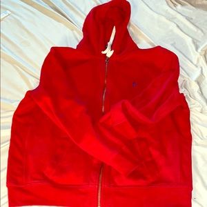 Ralph Lauren Polo Zip Up Hoodie Red w/ Blue Horse